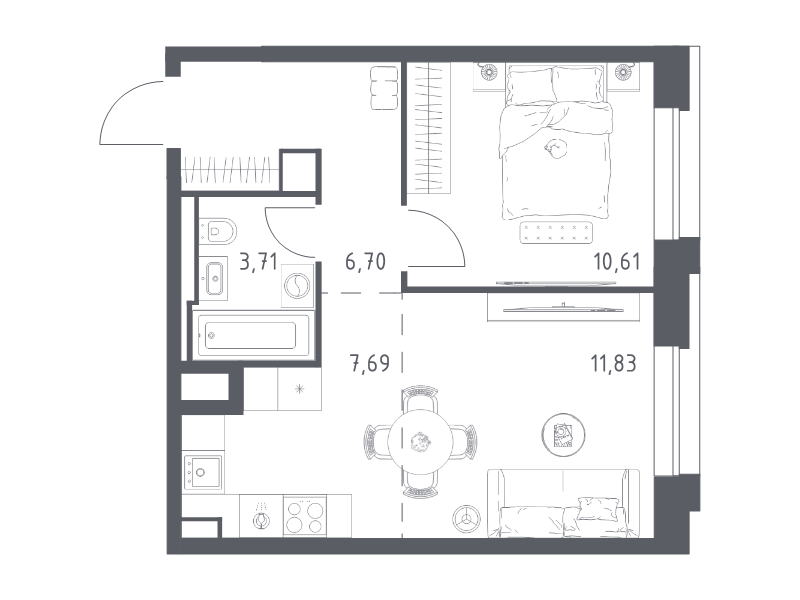 2 ккв (Евро) 40,5 м²