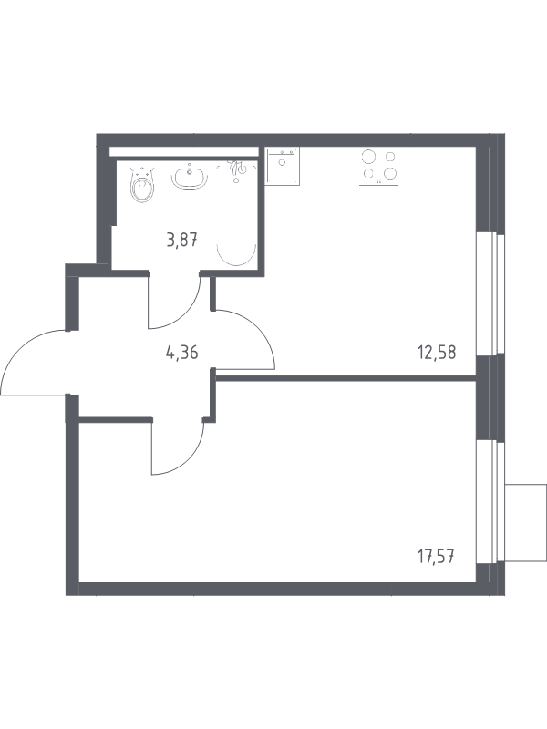 1 ккв 38,4 м²
