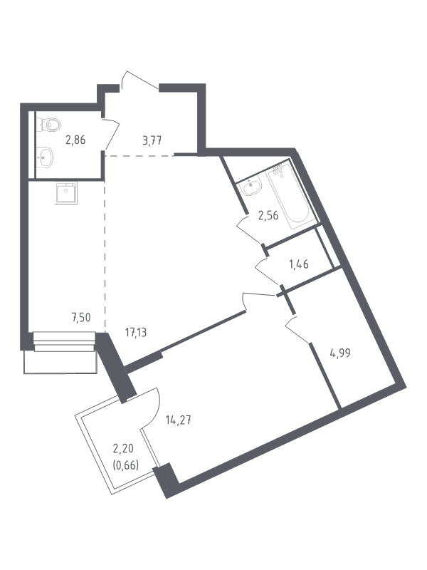 2 ккв (Евро) 54,2 м²