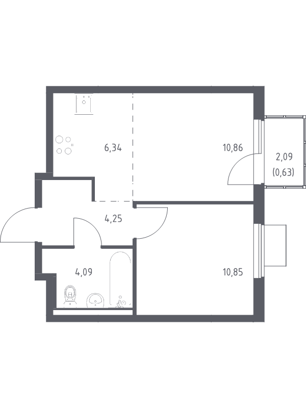 2 ккв (Евро) 37 м²