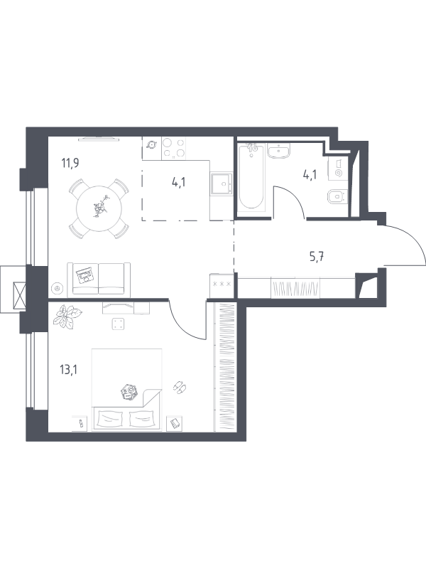 2 ккв (Евро) 38,8 м²