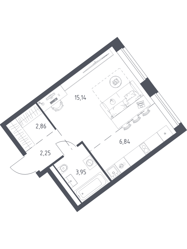 Студия 31 м²