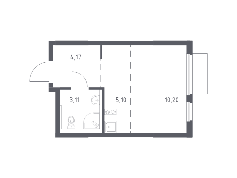 Студия 22,6 м²