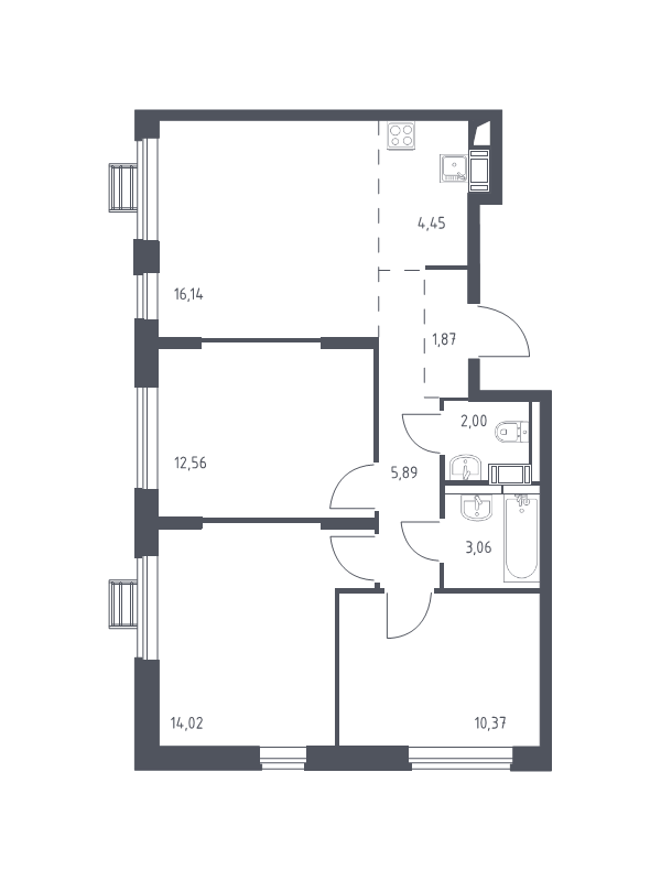 4 ккв (Евро) 69,4 м²