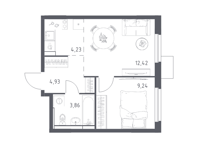 2 ккв (Евро) 34,7 м²