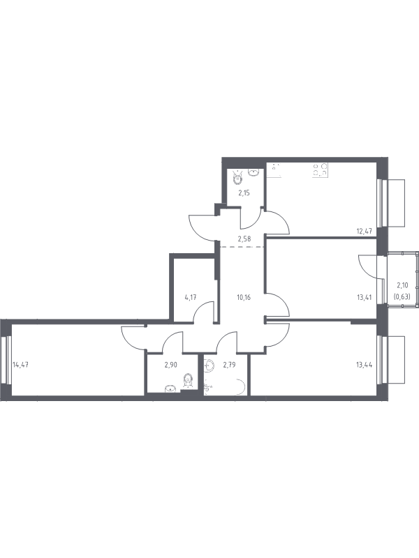 3 ккв 79,2 м²