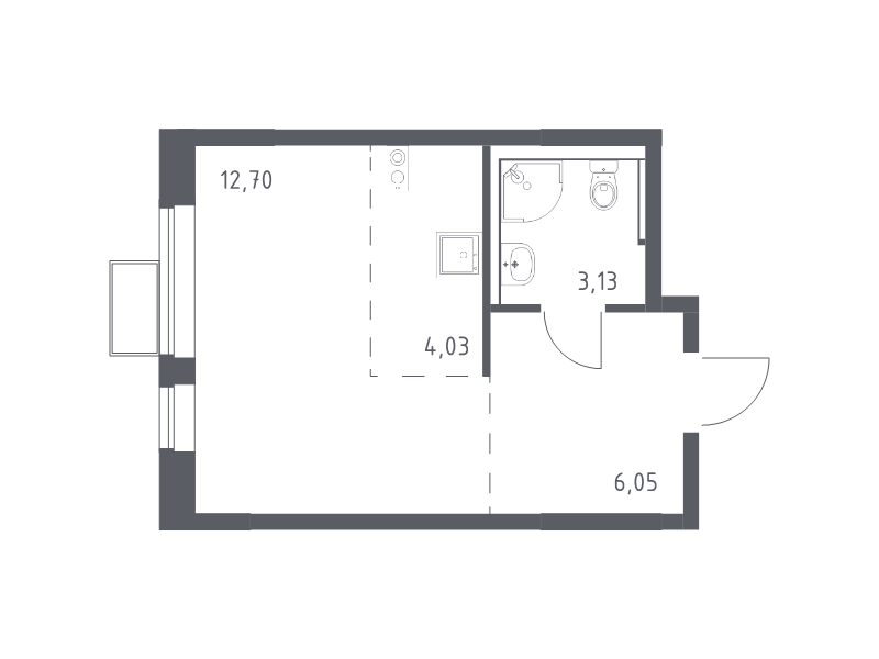 Студия 25,7 м²