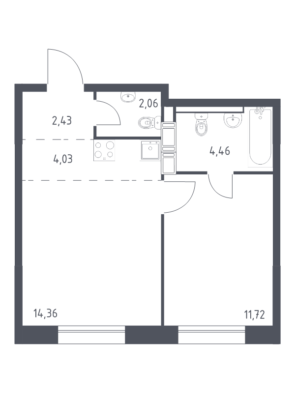 2 ккв (Евро) 39,1 м²