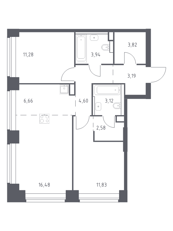 3 ккв (Евро) 67,5 м²