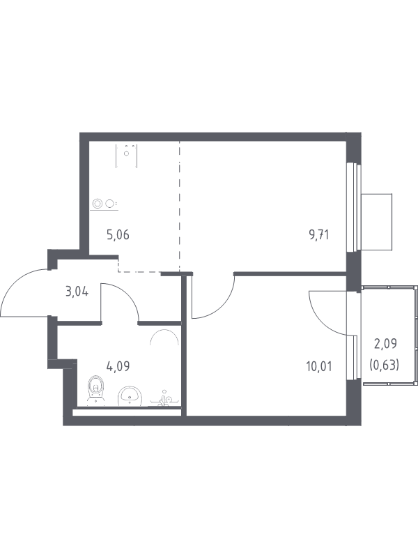 1 ккв 32,5 м²