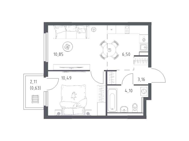 2 ккв (Евро) 35,7 м²
