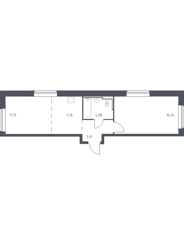 2 ккв (Евро) 43,4 м²