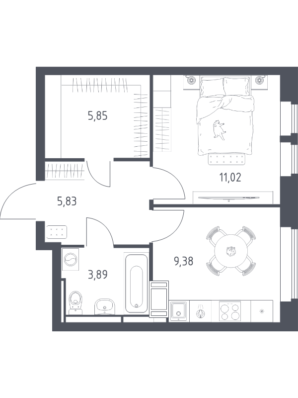 1 ккв 36 м²