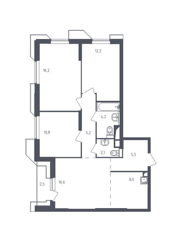 4 ккв (Евро) 83,2 м²