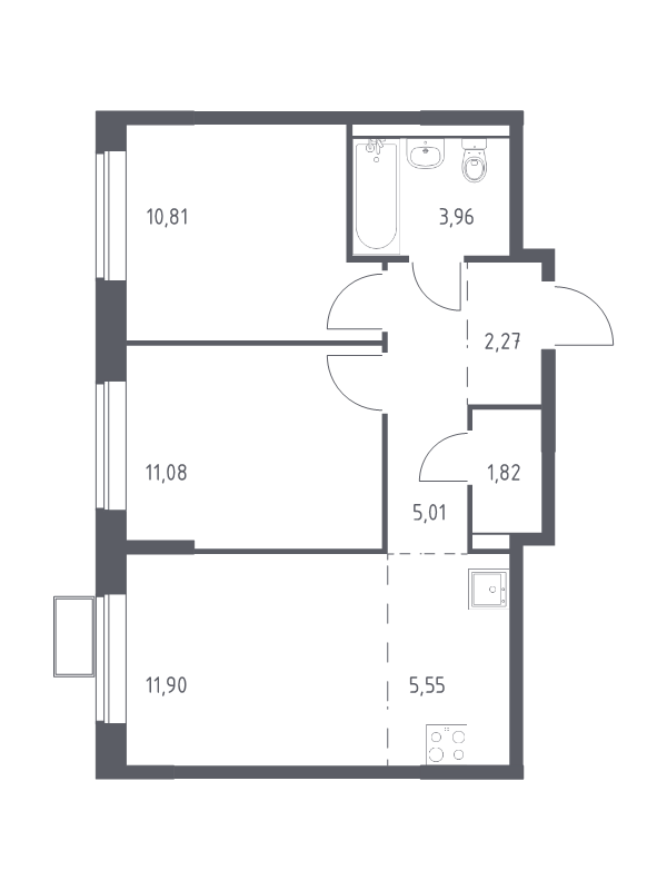 3 ккв (Евро) 52,4 м²