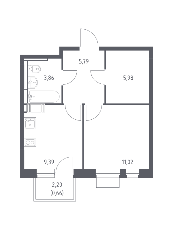 1 ккв 36,7 м²