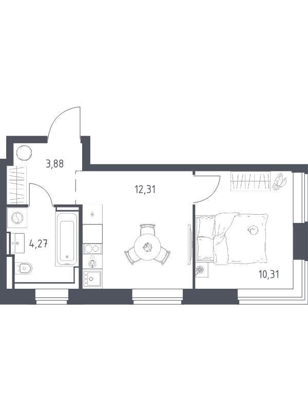 1 ккв 30,8 м²