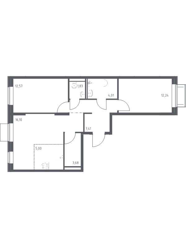 3 ккв (Евро) 62,8 м²