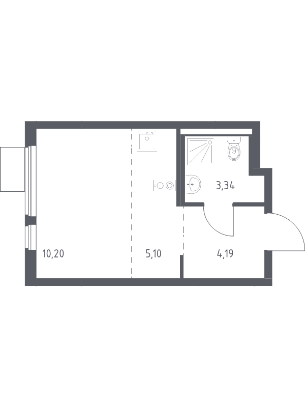 Студия 22,8 м²