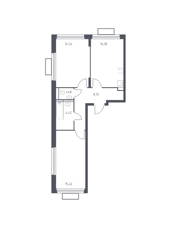 2 ккв 58,9 м²