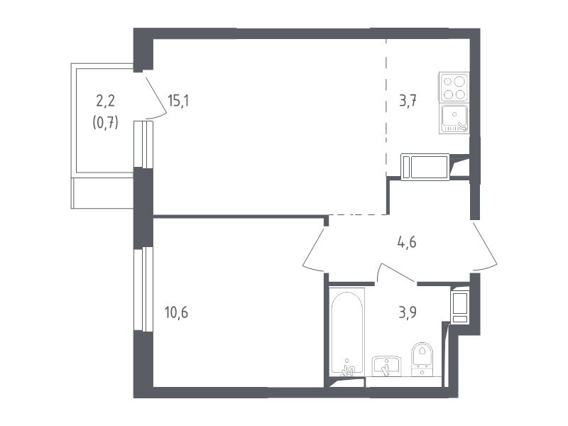 2 ккв (Евро) 38,1 м²