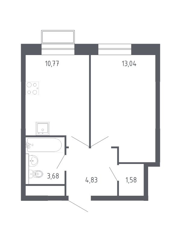 1 ккв 33,4 м²