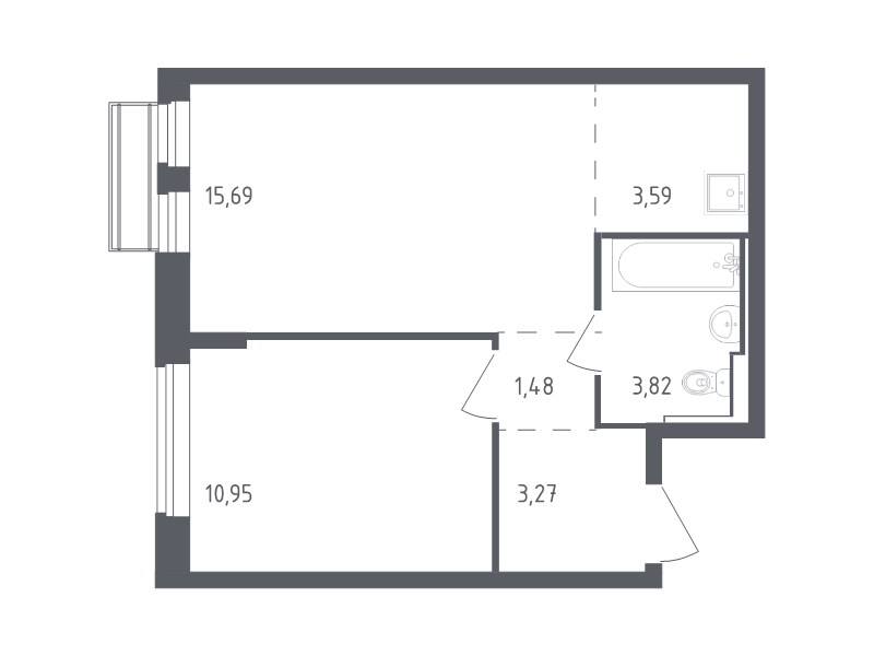 2 ккв (Евро) 38,8 м²