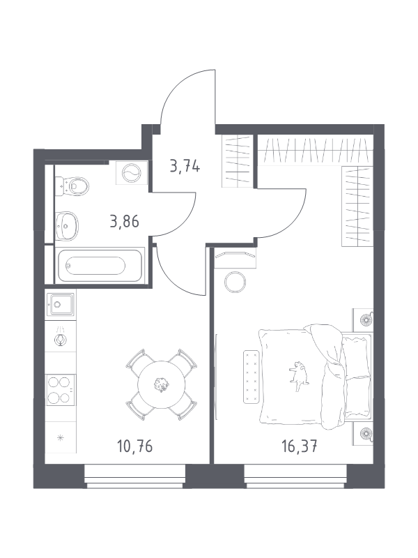 1 ккв 34,7 м²