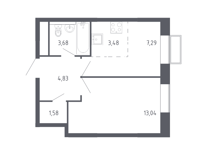 1 ккв 33,2 м²