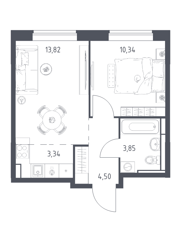 2 ккв (Евро) 35,9 м²
