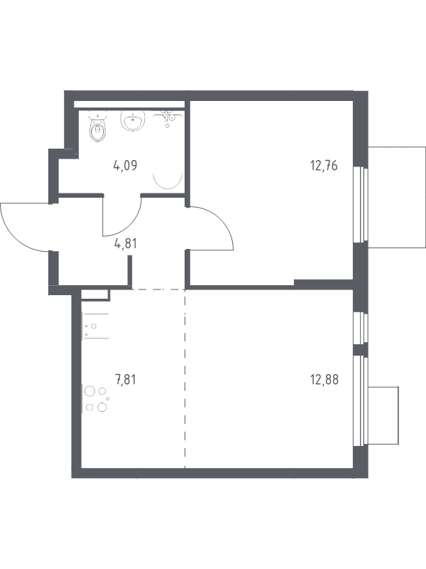 2 ккв (Евро) 42,4 м²