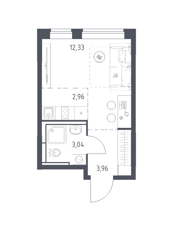 Студия 22,3 м²