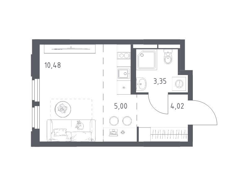 Студия 22,9 м²