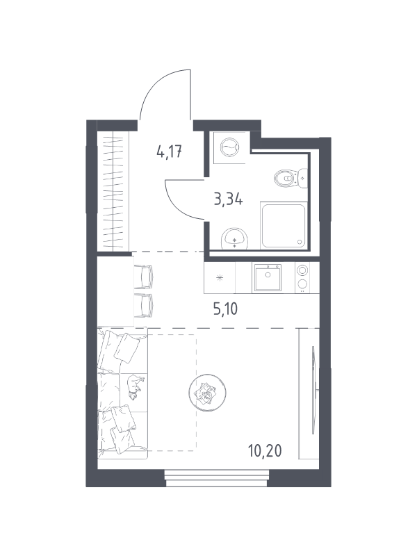 Студия 22,8 м²