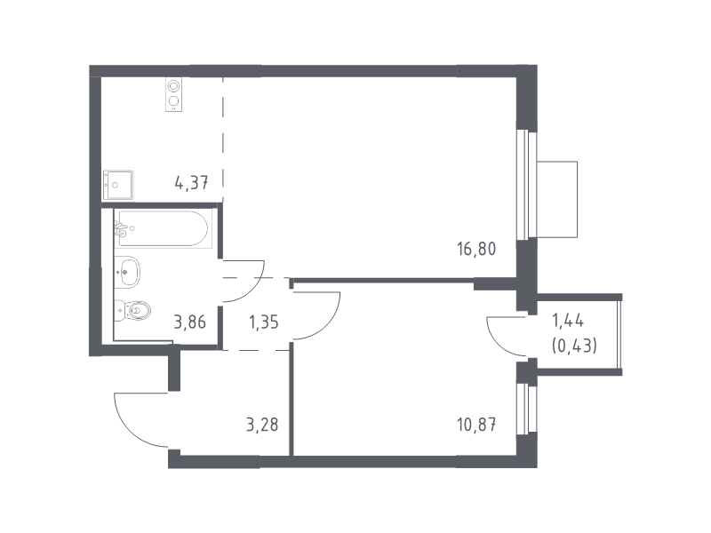 2 ккв (Евро) 41 м²