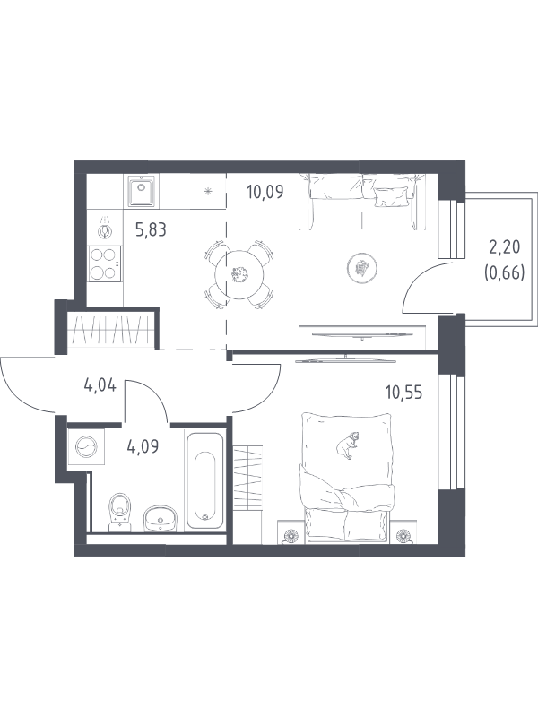 2 ккв (Евро) 35,3 м²