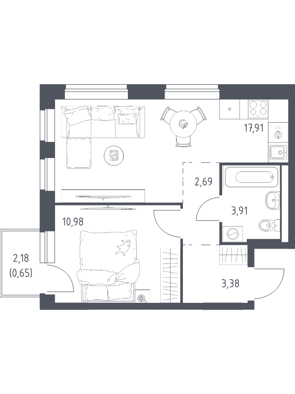 2 ккв (Евро) 39,5 м²