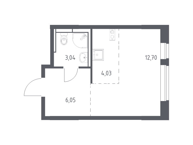 Студия 25,7 м²