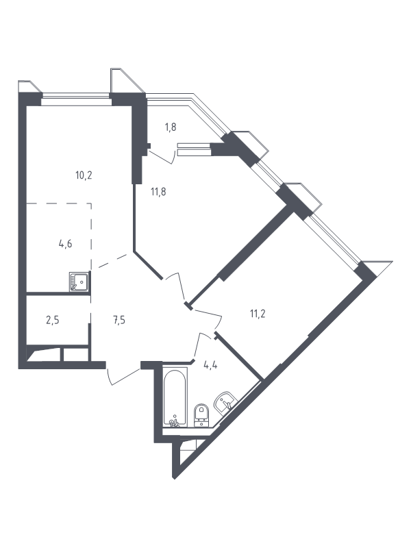 2 ккв 54,3 м²