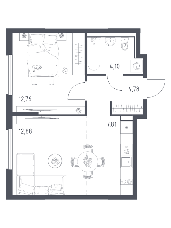 2 ккв (Евро) 42,3 м²