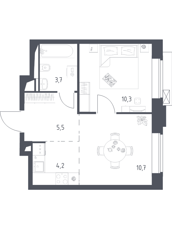 2 ккв (Евро) 34,4 м²