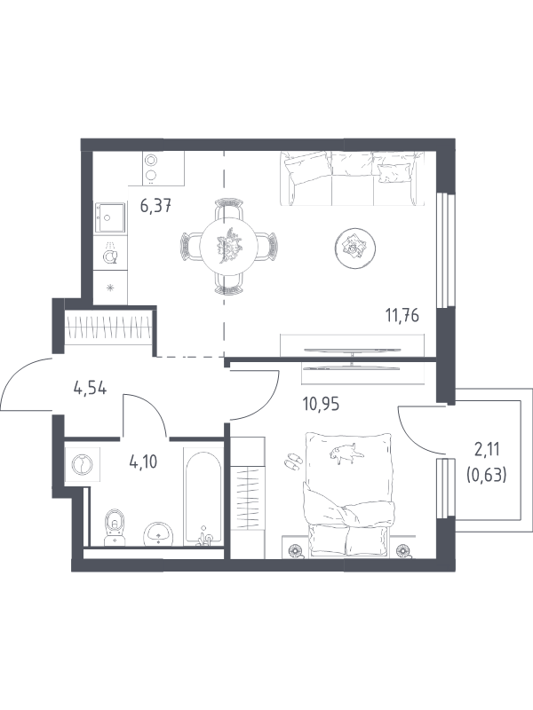 2 ккв (Евро) 38,4 м²