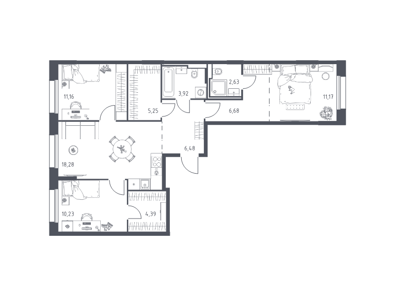 4 ккв (Евро) 80,2 м²