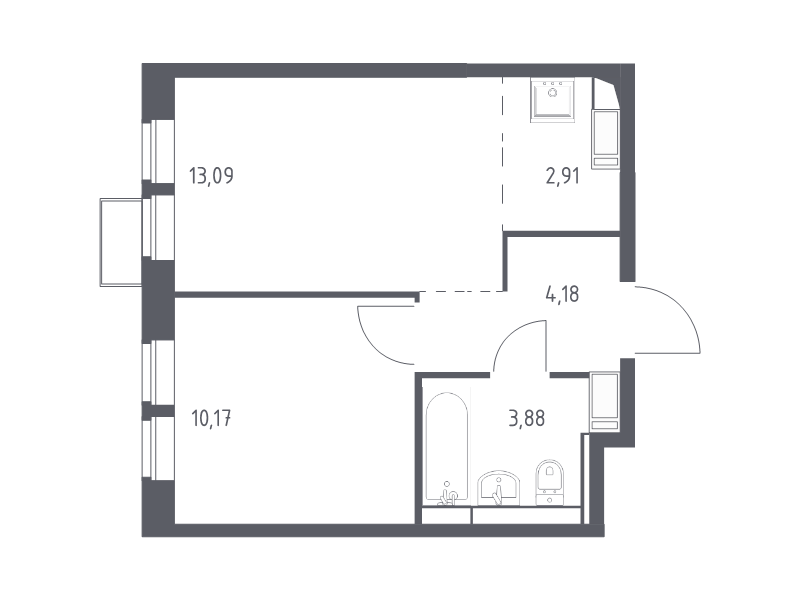 2 ккв (Евро) 34,2 м²