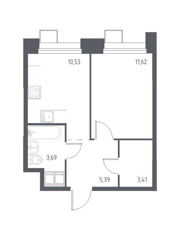 1 ккв 34,4 м²