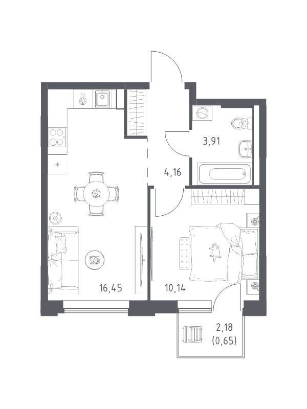 2 ккв (Евро) 35,3 м²