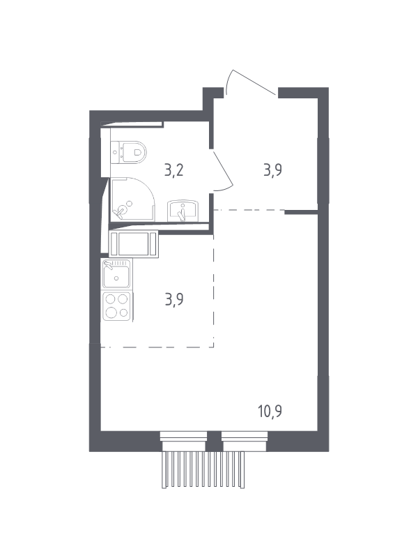 Студия 21,7 м²