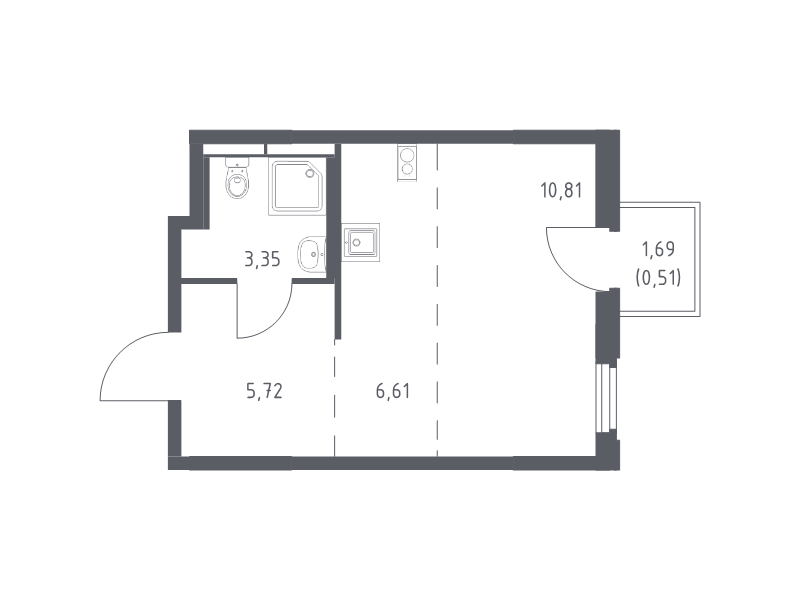 Студия 27 м²