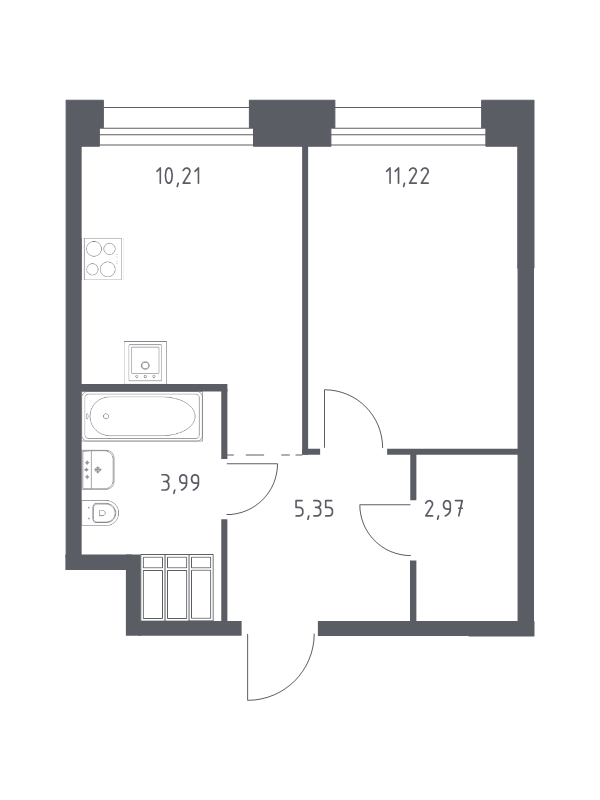 1 ккв 33,7 м²