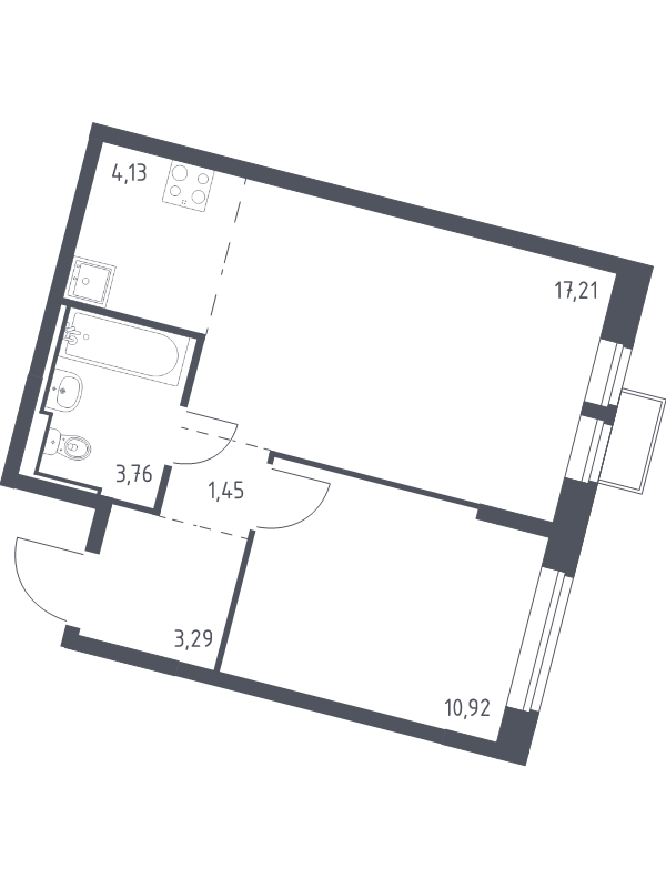 2 ккв (Евро) 40,8 м²